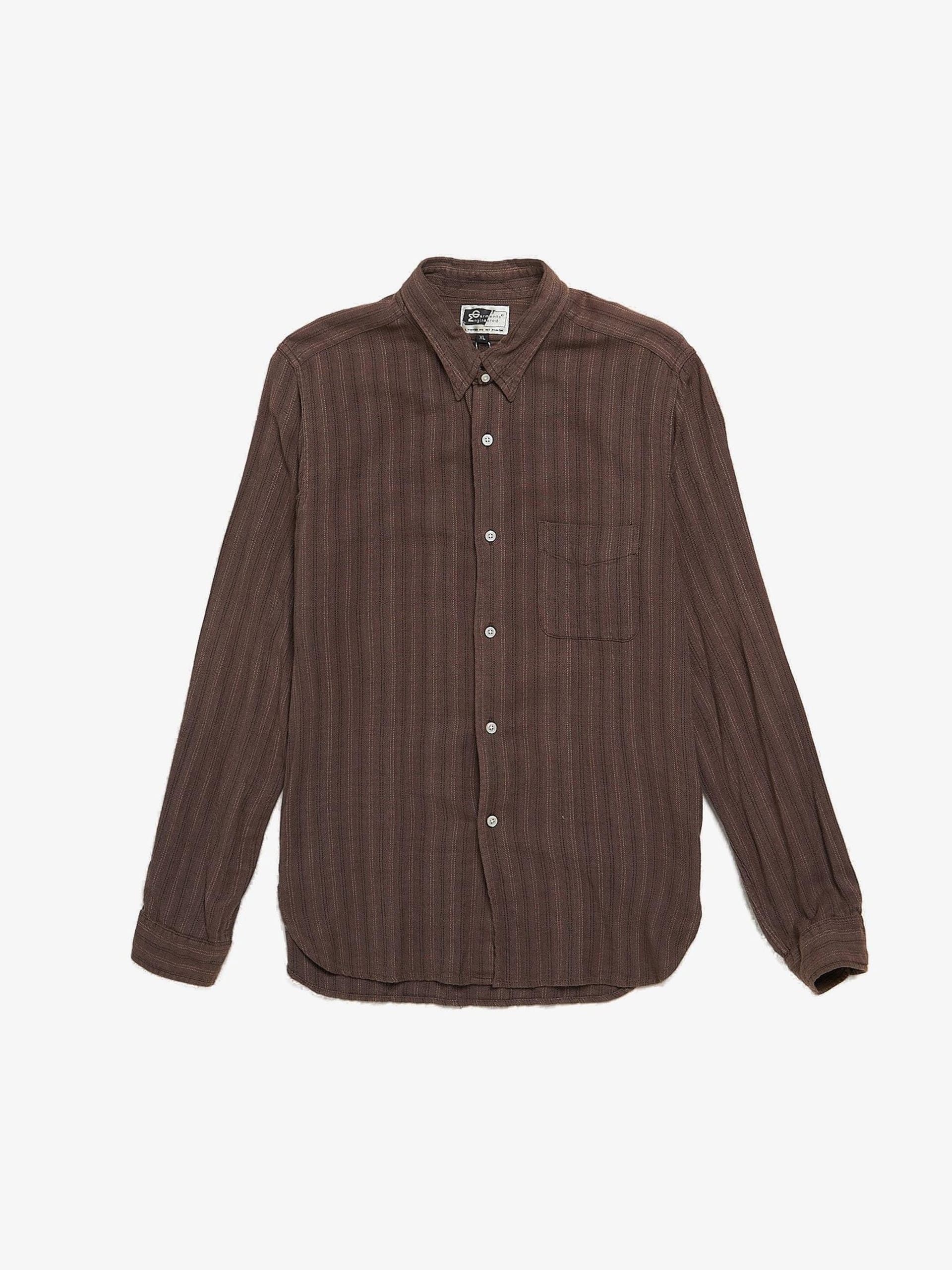 Engineered Garments Light Brown Striped Buttoned Coton Shirt Size US XL / EU 56 / 4 - 1 Thumbnail
