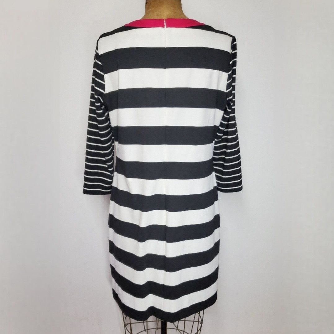 Other Eliza J Size 14/L Dress Midi Jersey Stripe Pink Collar 3/4 Size L / US 10 / IT 46 - 4 Thumbnail