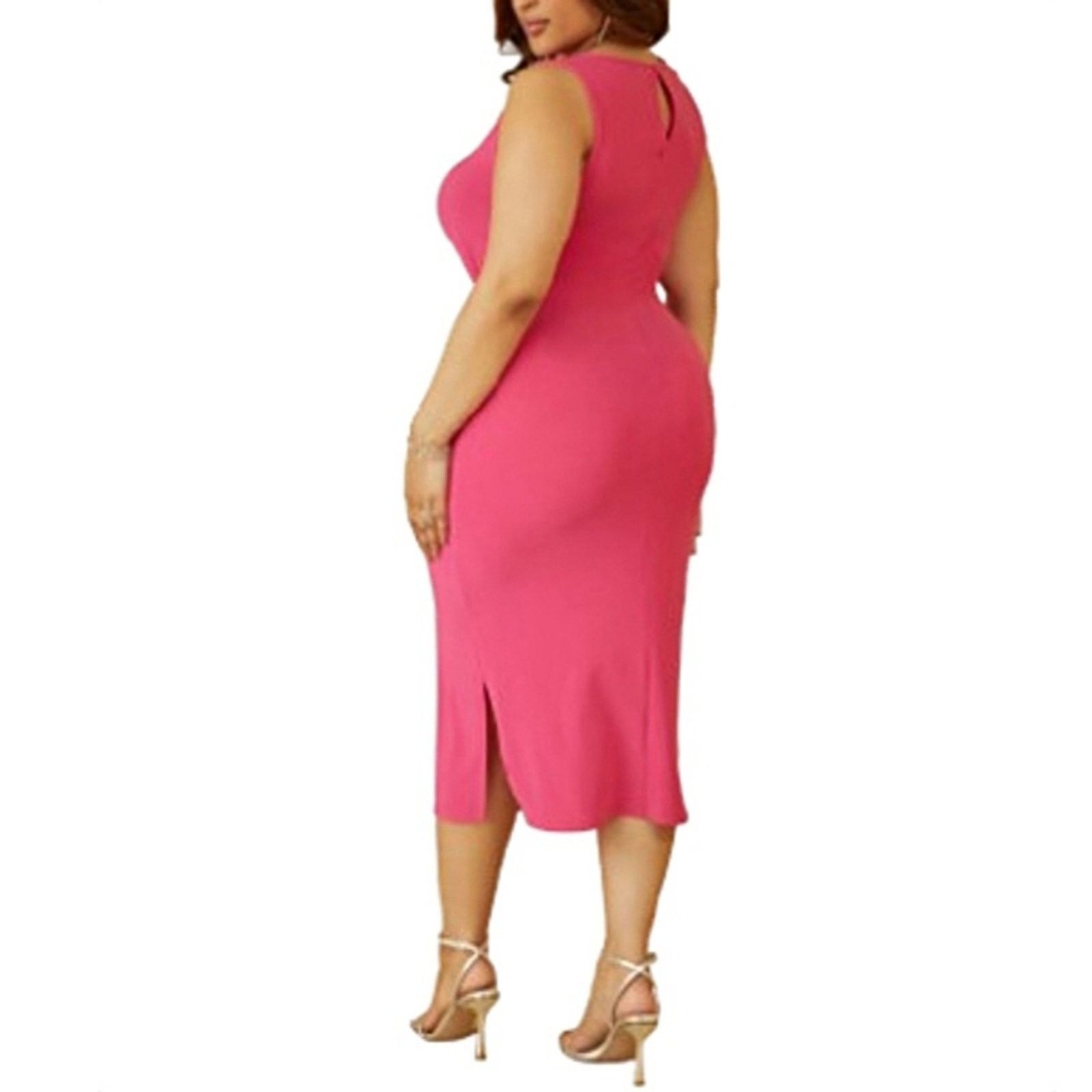 Other FUCSHIA PINK ☆ TWIST FRONT ☆ SLEEVELESS MIDI DRESS 4x ☆ NWT Size 4XL / US 24-26 - 4 Thumbnail