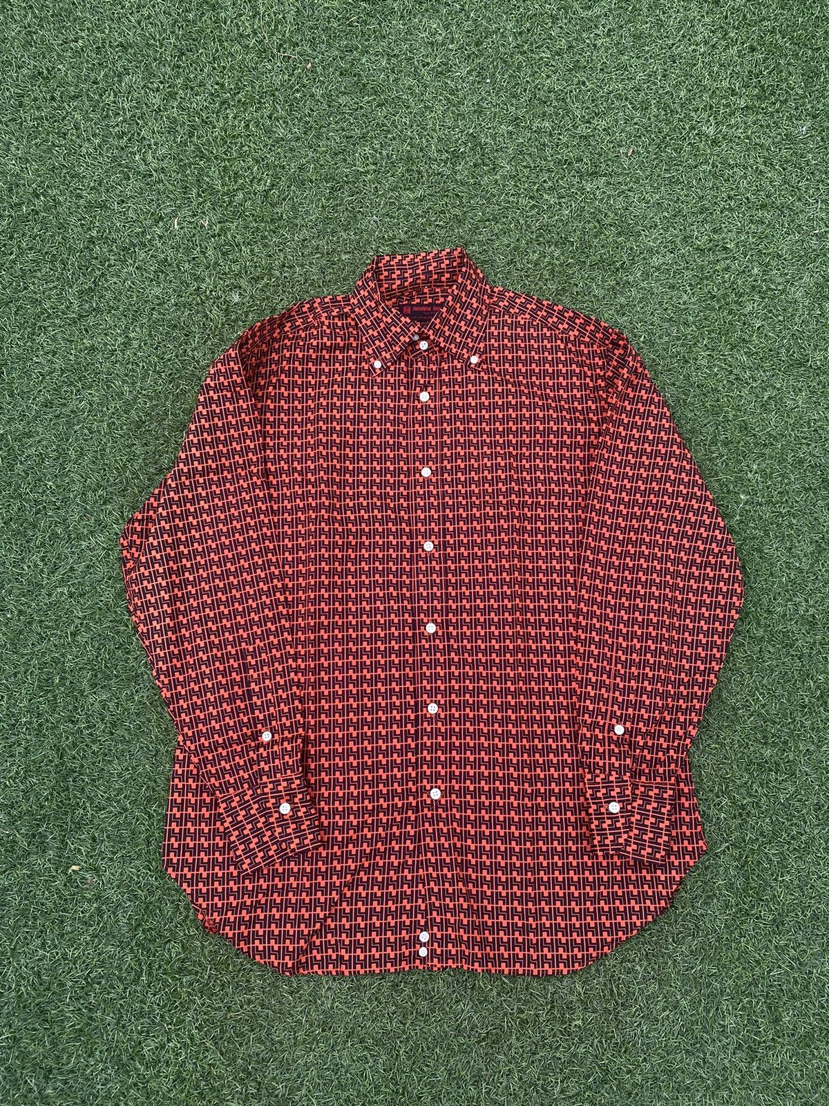 image of Evisu Hidehiko Yamane Plaid Flannel Shirt in Red Black, Men's (Size XL)