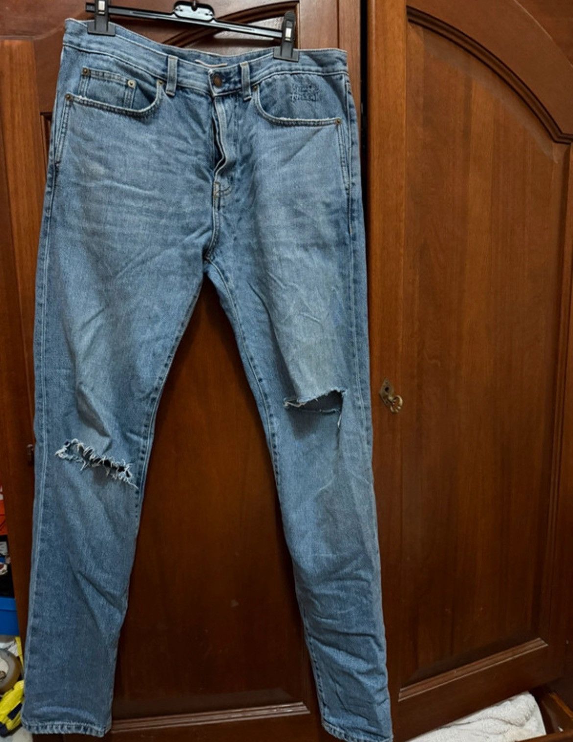 Saint Laurent Paris Saint Laurent Blue Signature Logo D14 Denim 