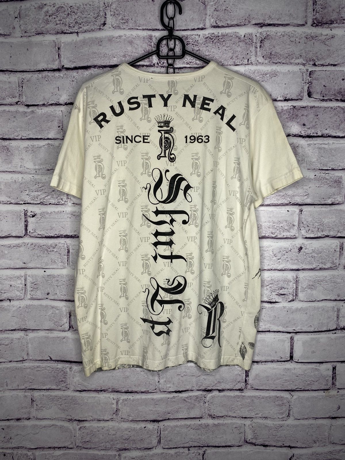 Vintage Men's Vibtage T-Shirt avant Gard Rusty Neal overprint logo Size US XL / EU 56 / 4 - 12 Thumbnail