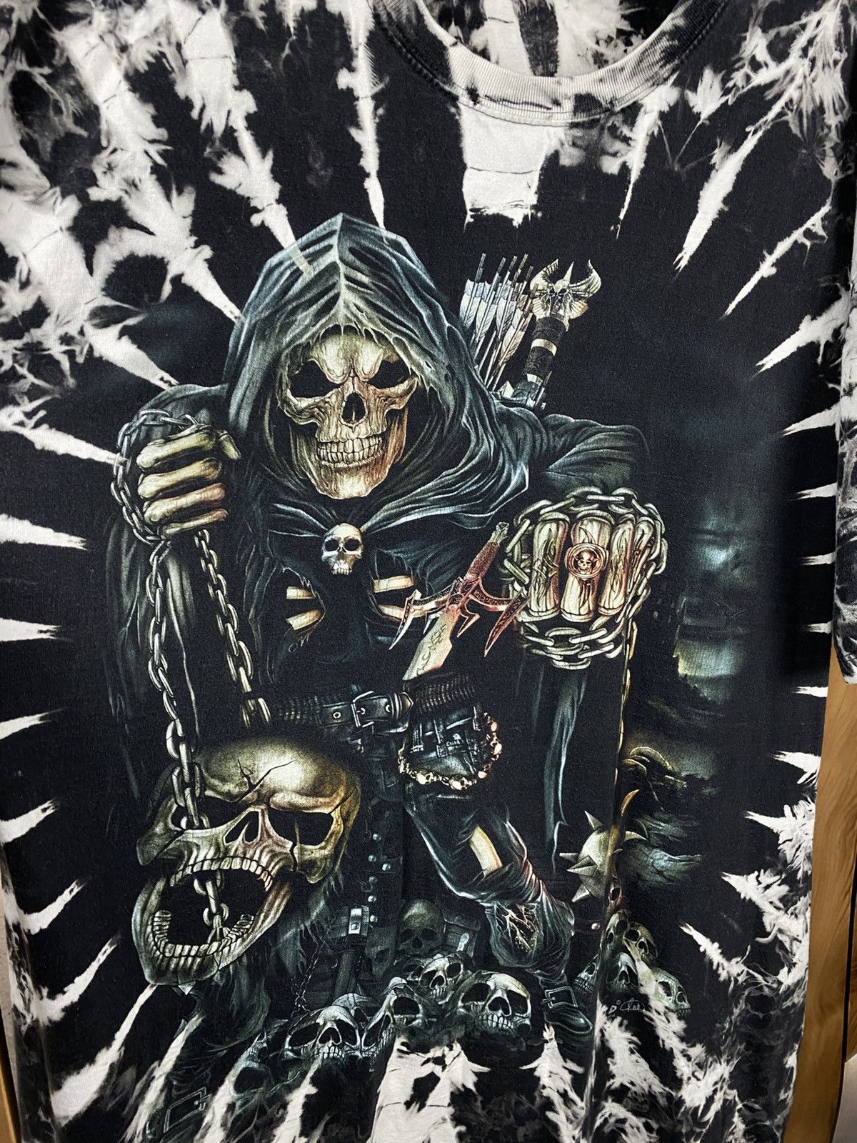 Vintage 💀Vintage 90s T-Shirt Wild Skeleton Death Tie Dye VTG Tee💀 Size US XXL / EU 58 / 5 - 2 Thumbnail
