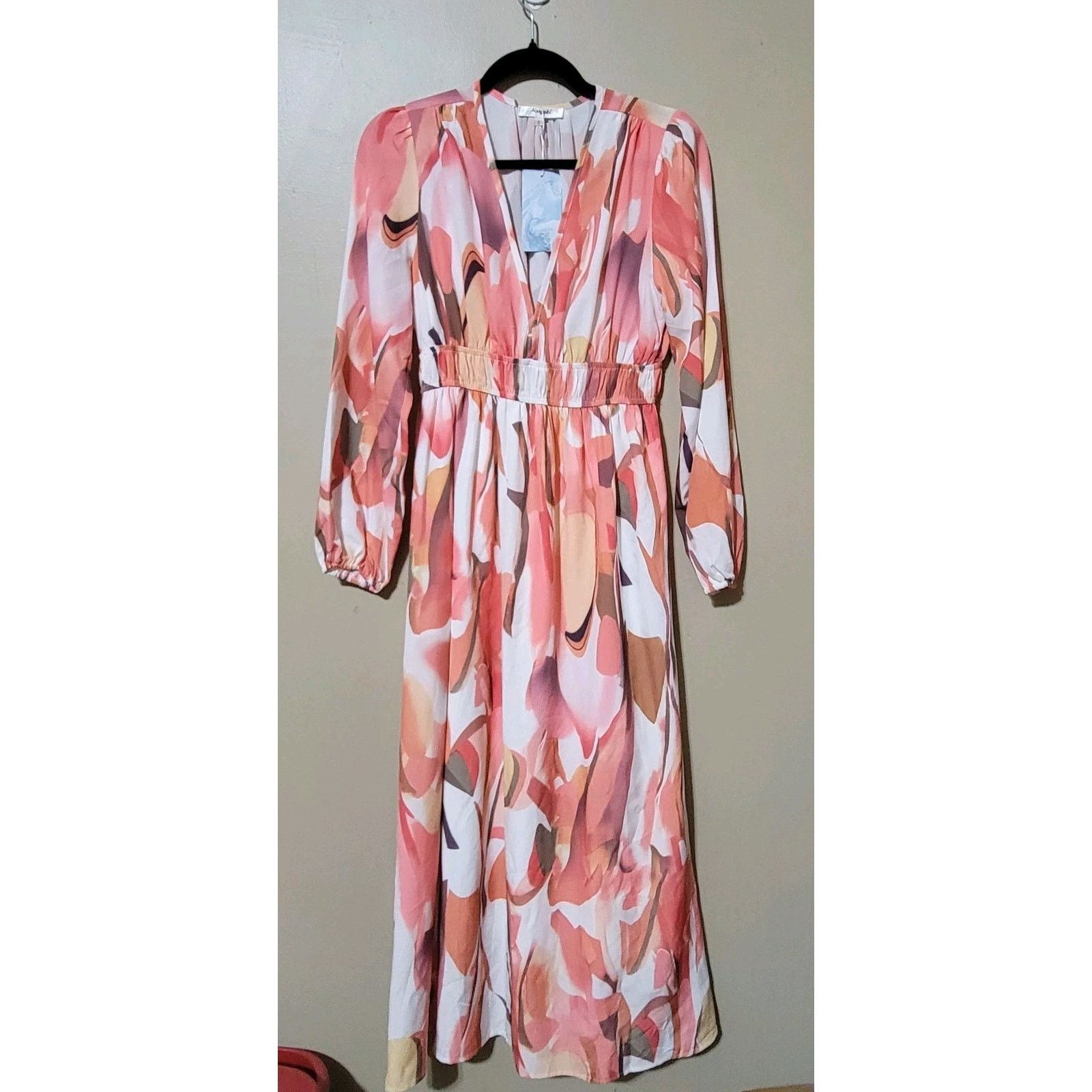 Laquin Long Sleeve Maxi Dress Sz L Beach Vacation Date Night