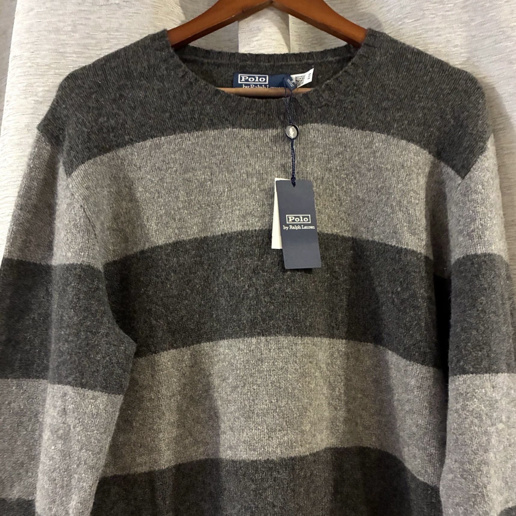 Ralph Lauren Polo Ralph Lauren Men Wool Cashmere Striped Crew Neck Elbow-Patch Gray Sweater Size L Size US L / EU 52-54 / 3 - 3 Thumbnail