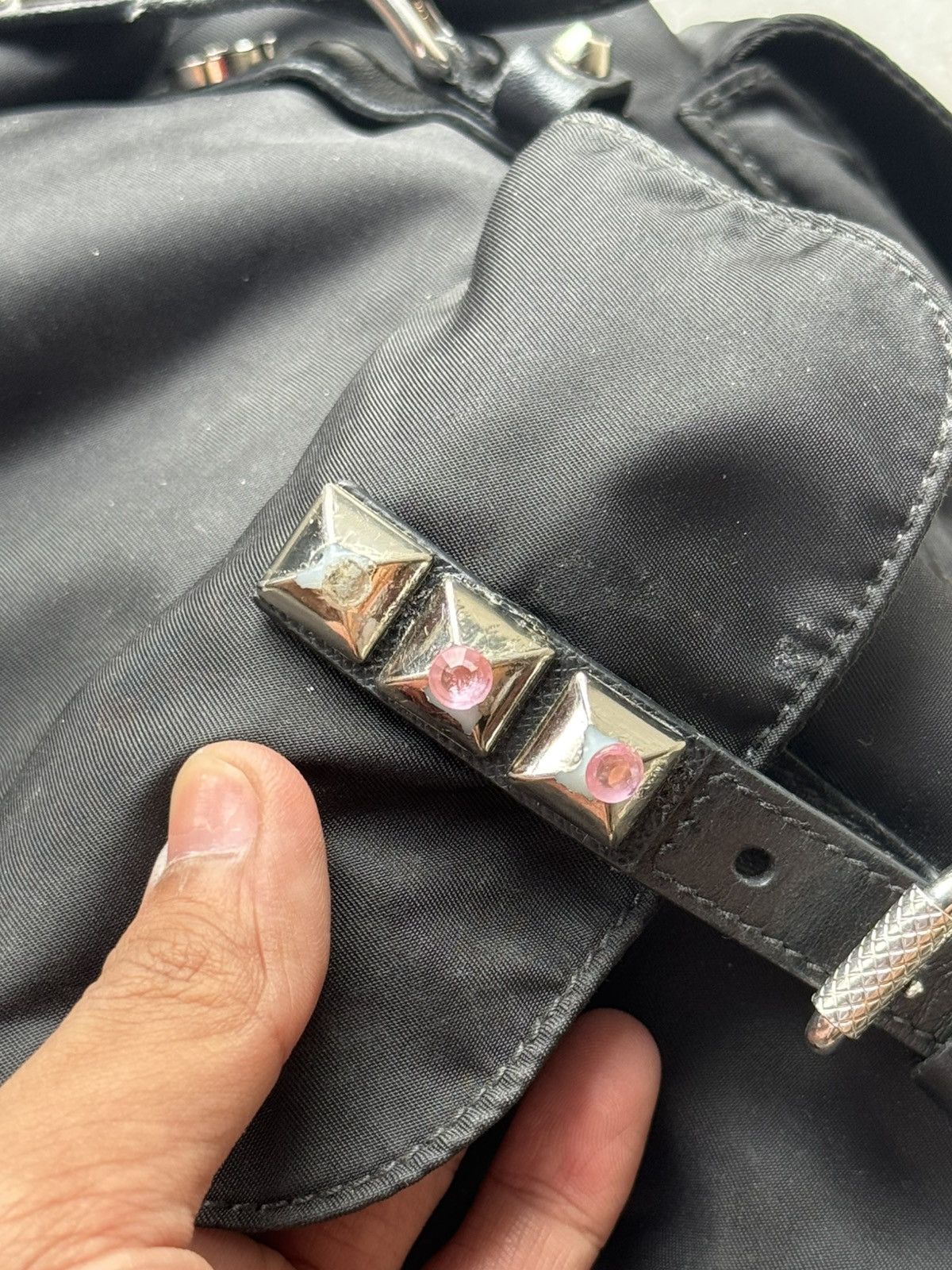 Prada Prada Black Nylon Studded Vela Backpack Size ONE SIZE - 8 Thumbnail