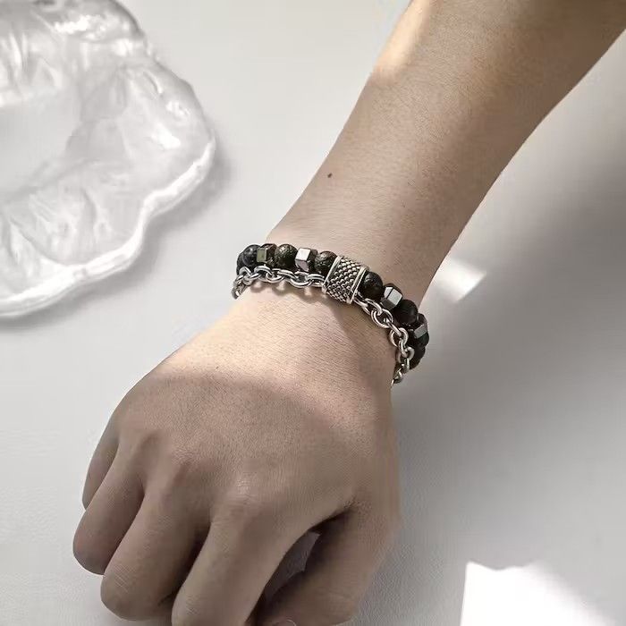 Jewelry × Vintage Black Gemstone Beaded Bracelet Size ONE SIZE - 1 Thumbnail