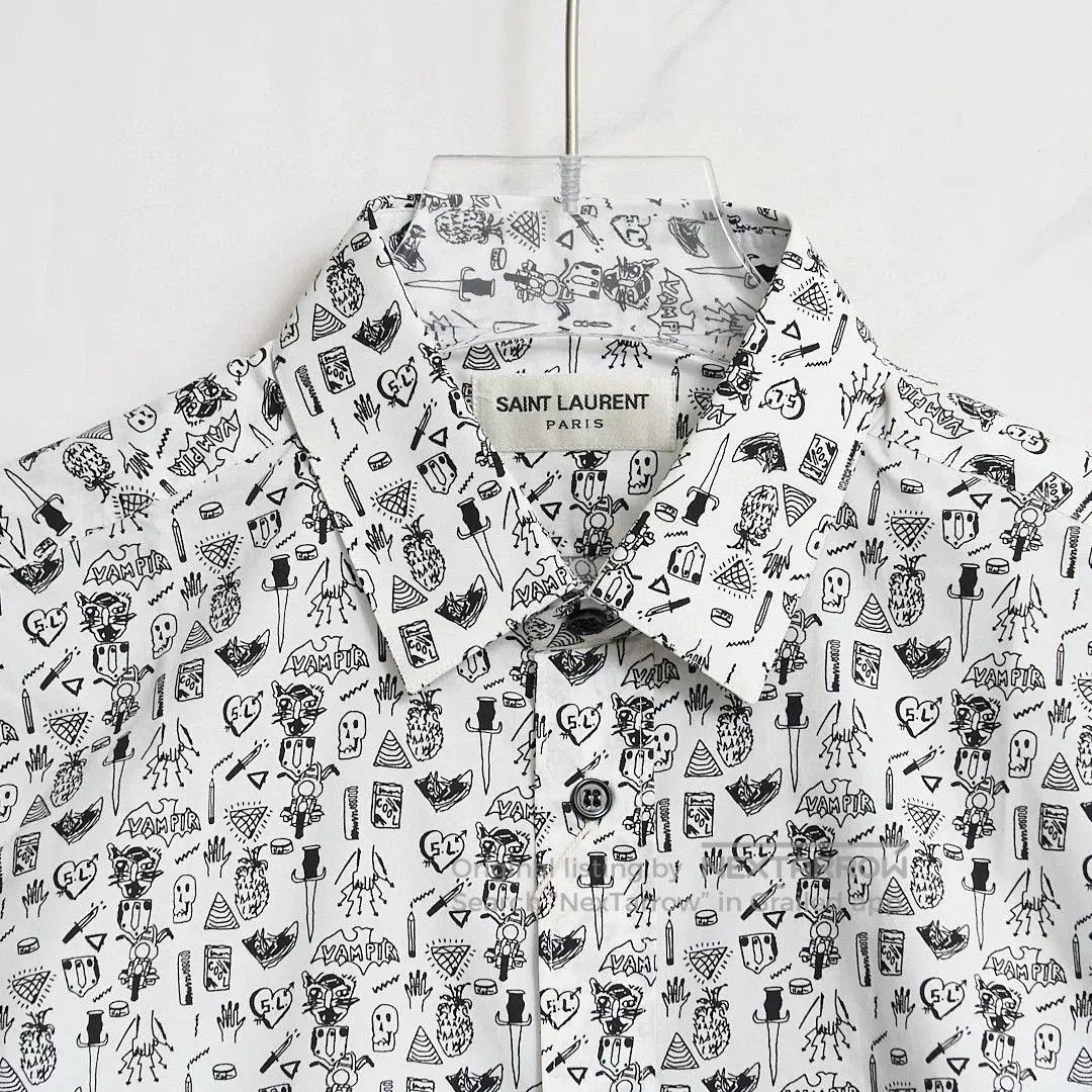Saint Laurent Paris Saint Laurent Men's White Printed Shirt. Size US XS / EU 42 / 0 - 2 Thumbnail