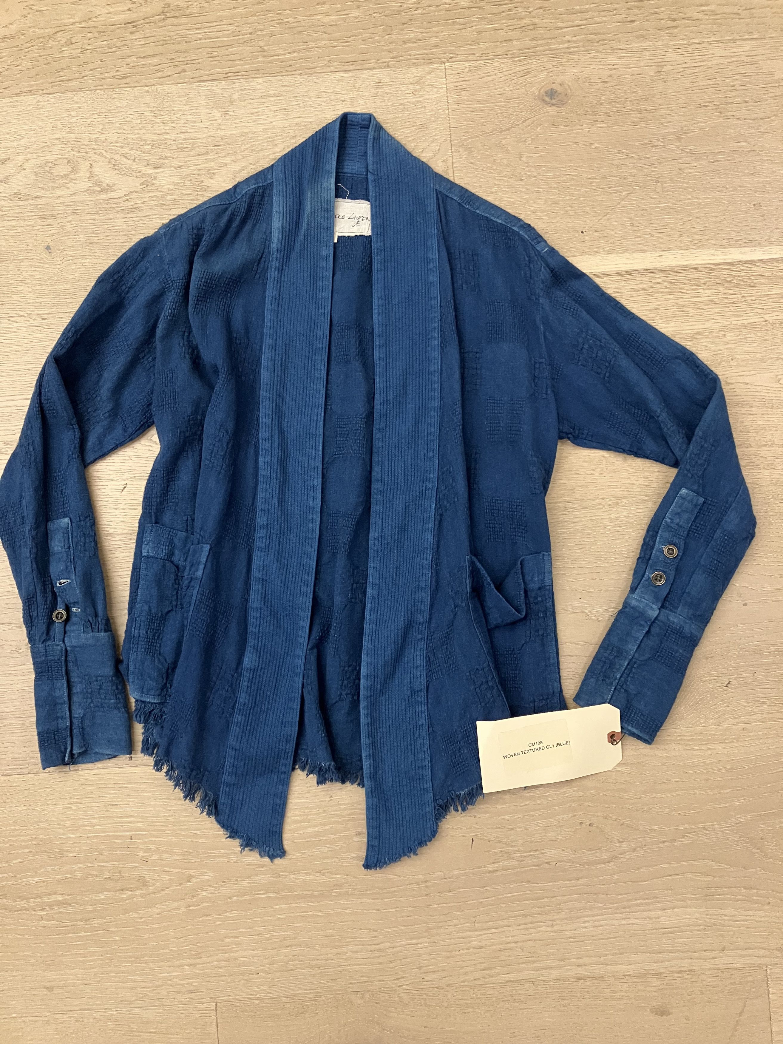 image of Greg Laurent Woven Textured Kimono Gl1 Blue Us-Small (Size 1), Men's