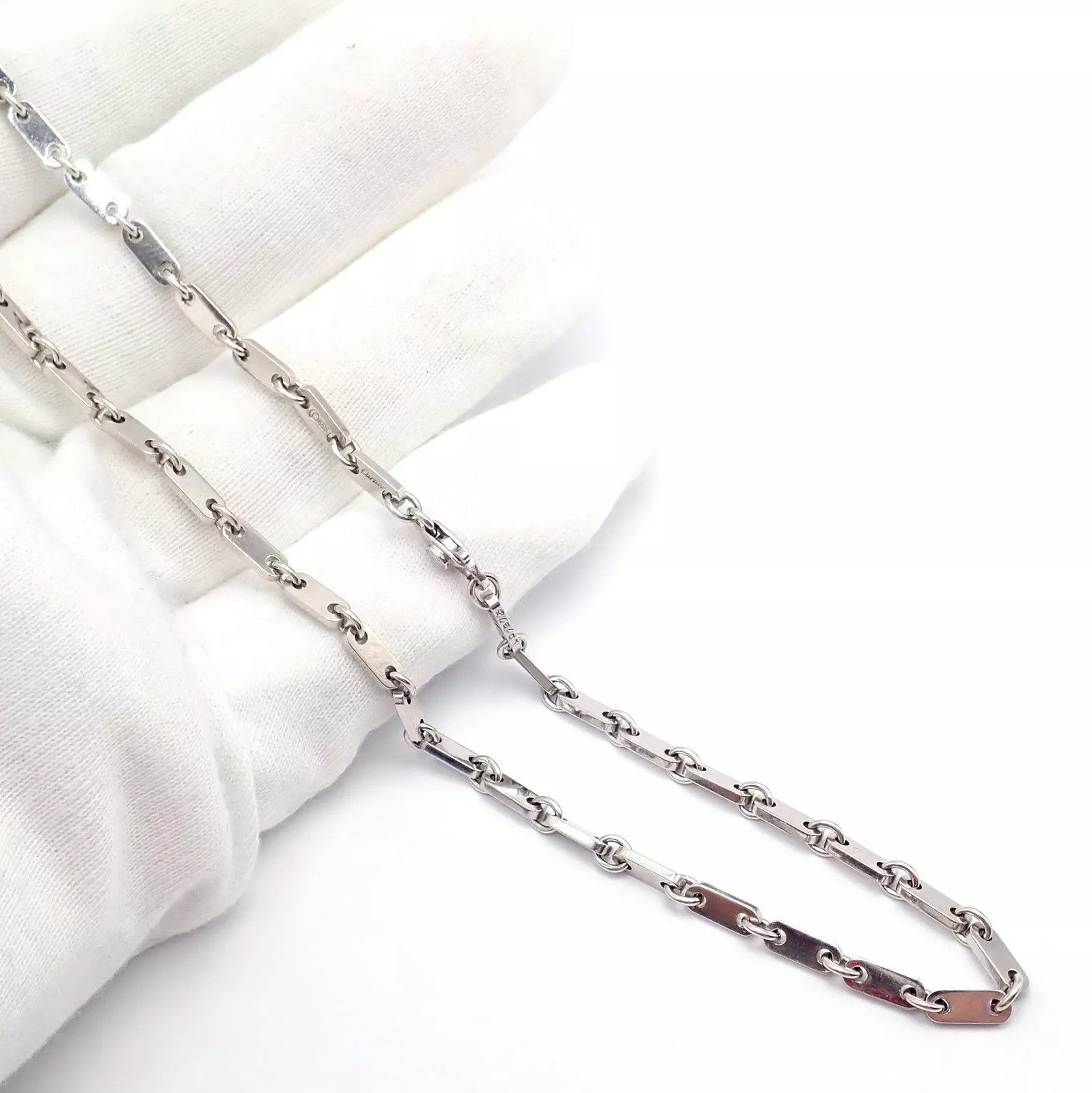 Cartier Cartier 18k White Gold Flat Link Necklace 17.75" 1998 Size ONE SIZE - 6 Thumbnail