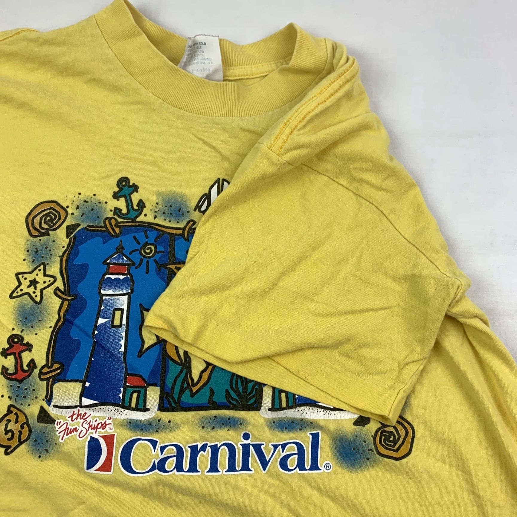 Vintage VINTAGE Carnival Cruise T Shirt Adult Medium Yellow Cruise Ship Sailing 90s Mens Size US M / EU 48-50 / 2 - 2 Thumbnail
