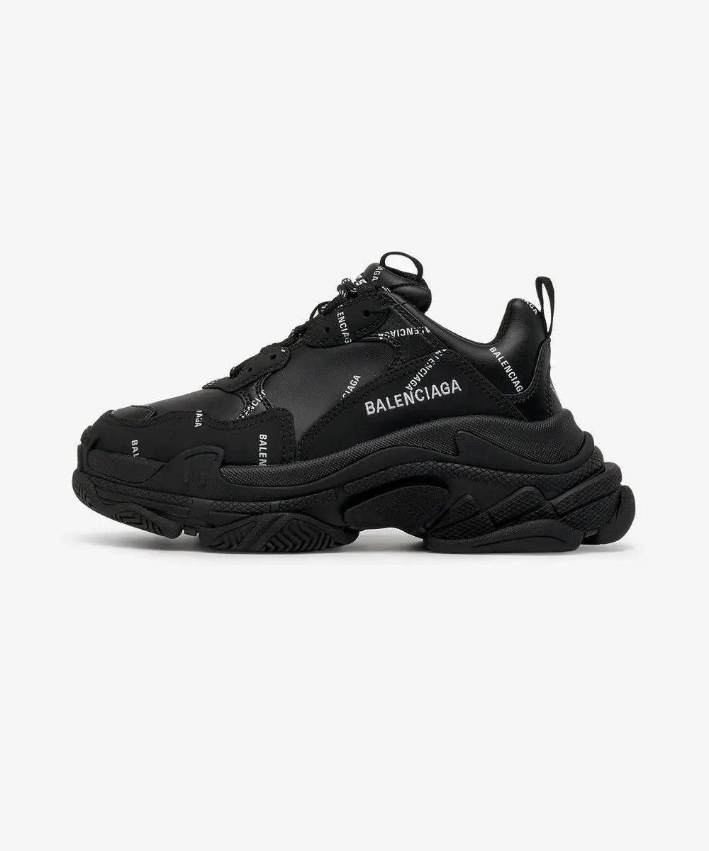 Balenciaga o1mt1gz0325 Triple S Sneakers Allover Logo in Black Size US 10 / IT 40 - 1 Thumbnail