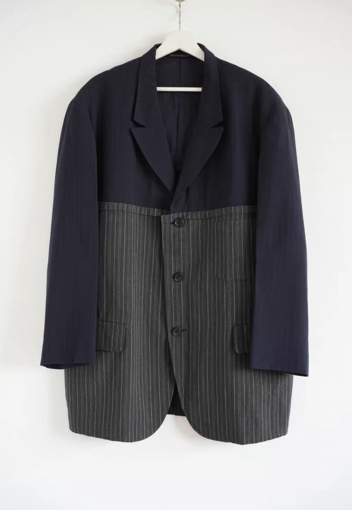 Yohji Yamamoto Yohji Yamamoto 94ss Striped Panel Wool Blazer K4 Size US M / EU 48-50 / 2 - 1 Thumbnail