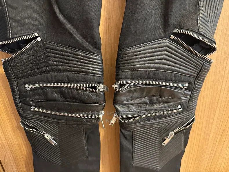 Saint Laurent Paris Saint Laurent Paris Black Leather Patch Zip Moto Pants Size US 31 - 3 Thumbnail