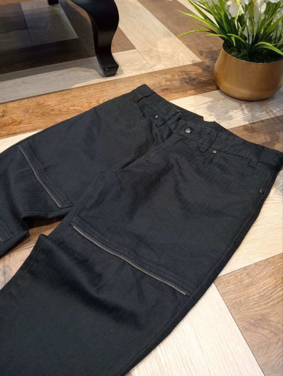 Japanese Brand CUSTOM CULTURE JAPAN BLACK ZIPPER PANTS Size US 32 / EU 48 - 4 Thumbnail