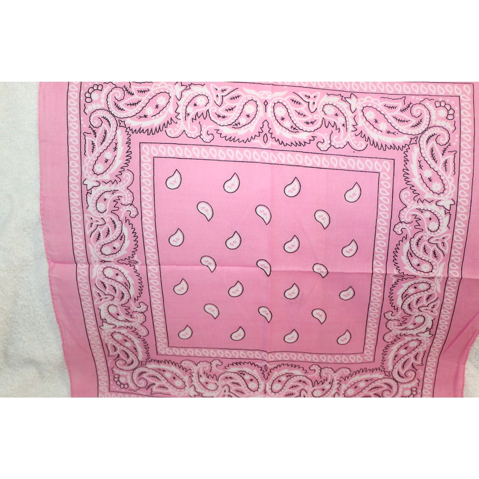 Vintage VINTAGE Unisex Bandana Set 3 Cotton Pink Paisley 22x22 Inches Accessories Size ONE SIZE - 2 Thumbnail