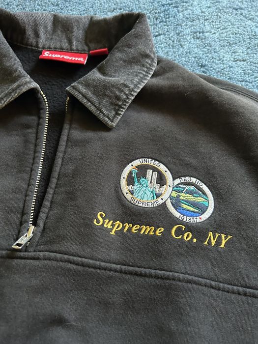 Supreme Supreme Denim Collar Half Zip Sweatshirt | Grailed