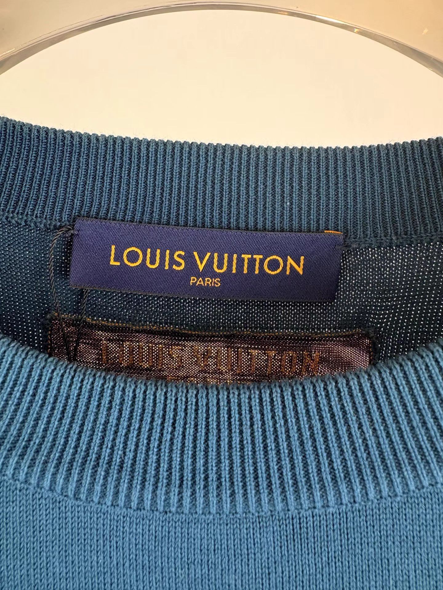 Louis Vuitton LOUIS VUITTON Navy Pied Piper Knit Short Sleeve K1 Size US XL / EU 56 / 4 - 3 Thumbnail