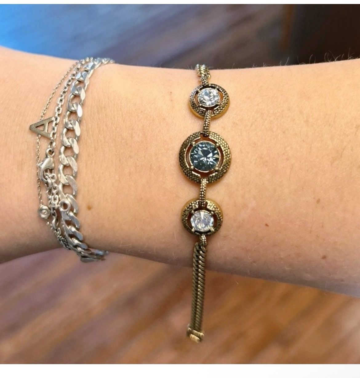 Givenchy Authentic Givenchy Gold and Blue Crystal Chain Bracelet Size ONE SIZE - 7 Thumbnail