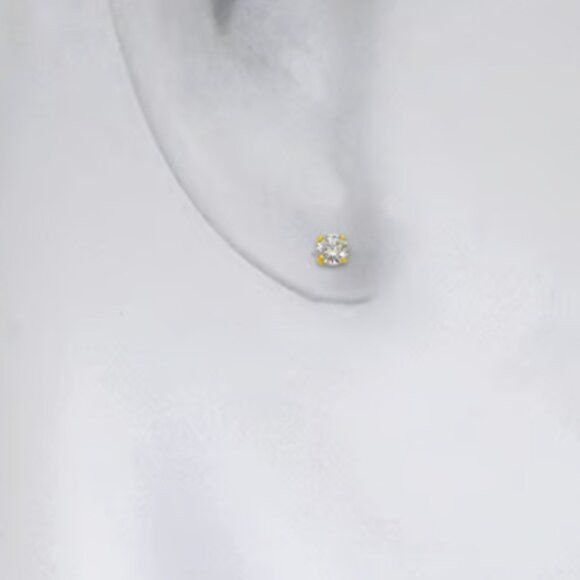 Handmade 3mm Lab Grown Diamonds 14K Gold Earring Studs Size ONE SIZE - 3 Thumbnail