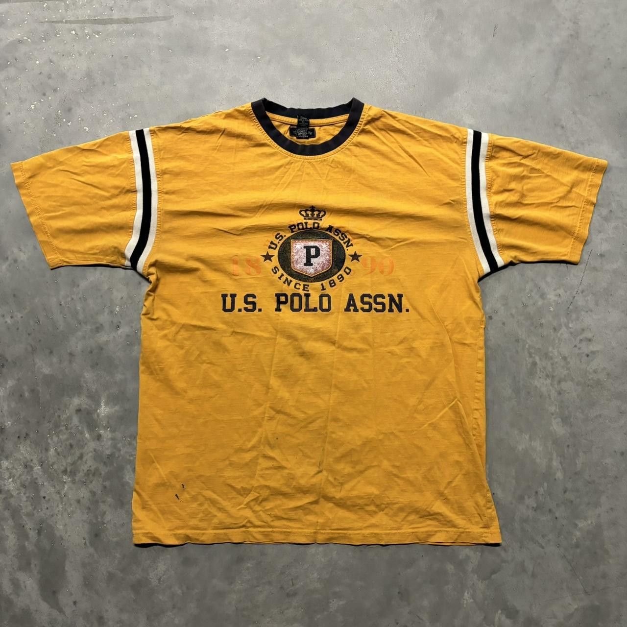 U.S. Polo Assn. × Vintage Y2K Grunge Yellow U.S. Polo Assn. Streetwear Skater Tee! Size US L / EU 52-54 / 3 - 1 Thumbnail