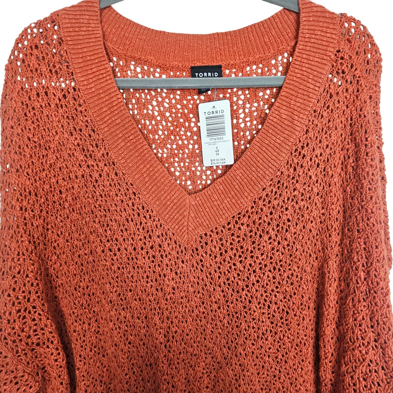 Torrid Torrid Womens Open Knit V-Neck Sweater Plus Size 4X Stretch Size 4XL / US 24-26 - 3 Thumbnail