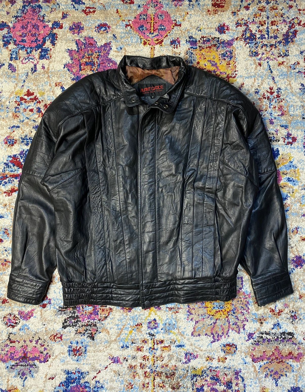 Vintage CLASSIC AVANT GARDE GENUINE SHEEPSKIN BOMBER LEATHER JACKET Size US L / EU 52-54 / 3 - 1 Thumbnail