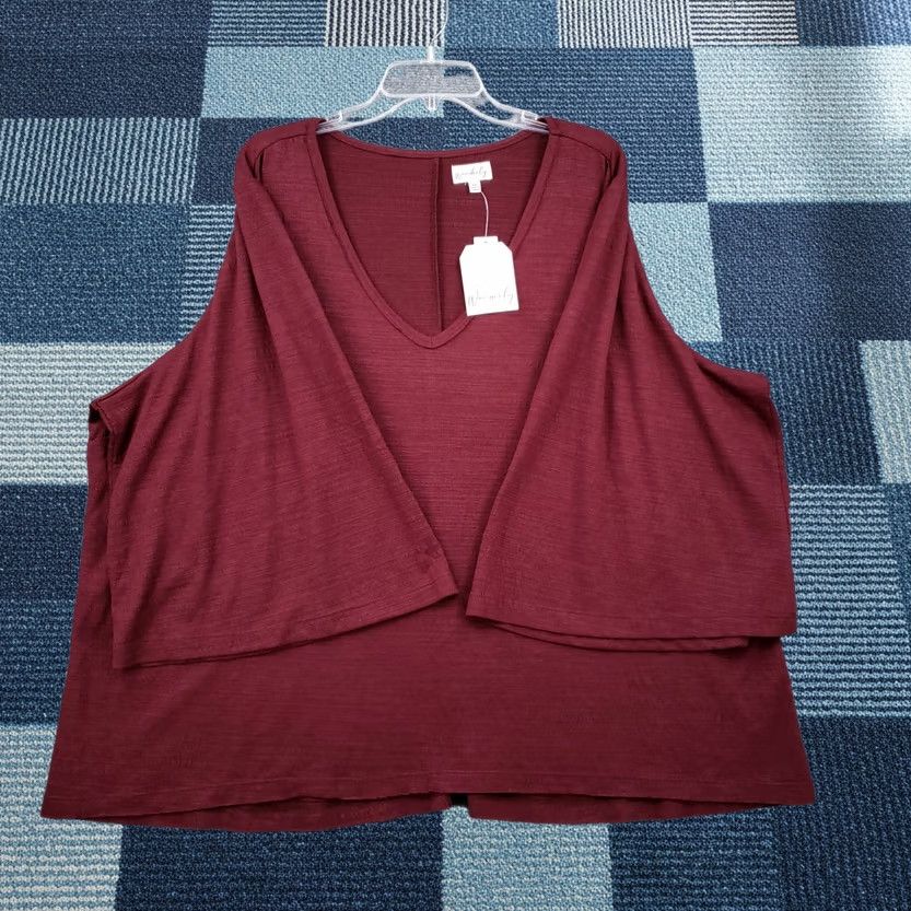 Vintage Wonderly Burgundy Plus Size 4X Short Sleeve Casual Tee Shirt Stretch NWT Size XXL / US 16-18 / IT 52-54 - 1 Thumbnail