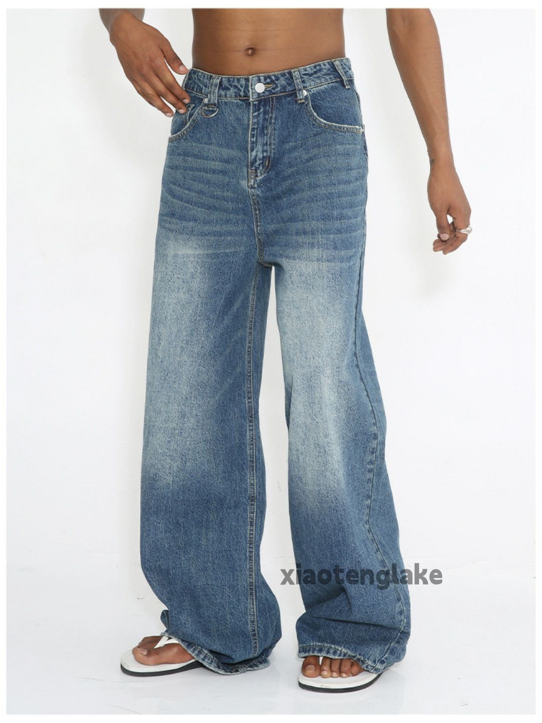 Jean × Vintage washed faded cleanfit skate hiphop loose baggy jeans Size US 30 / EU 46 - 1 Thumbnail