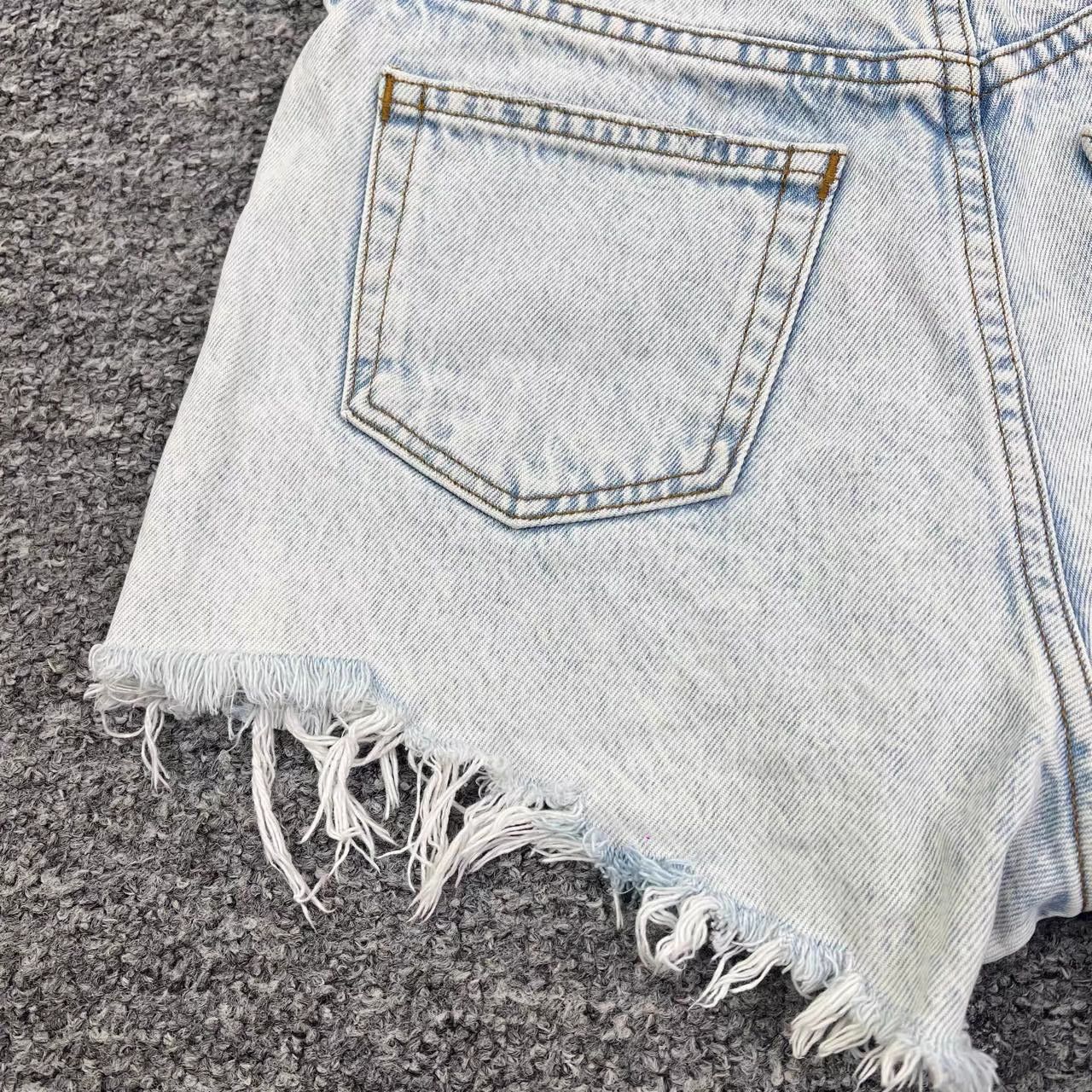 Alexander Wang Alexanderwang Washed Distressed Frayed Denim Shorts K12 Size 25" / US 0 / IT 36 - 5 Thumbnail