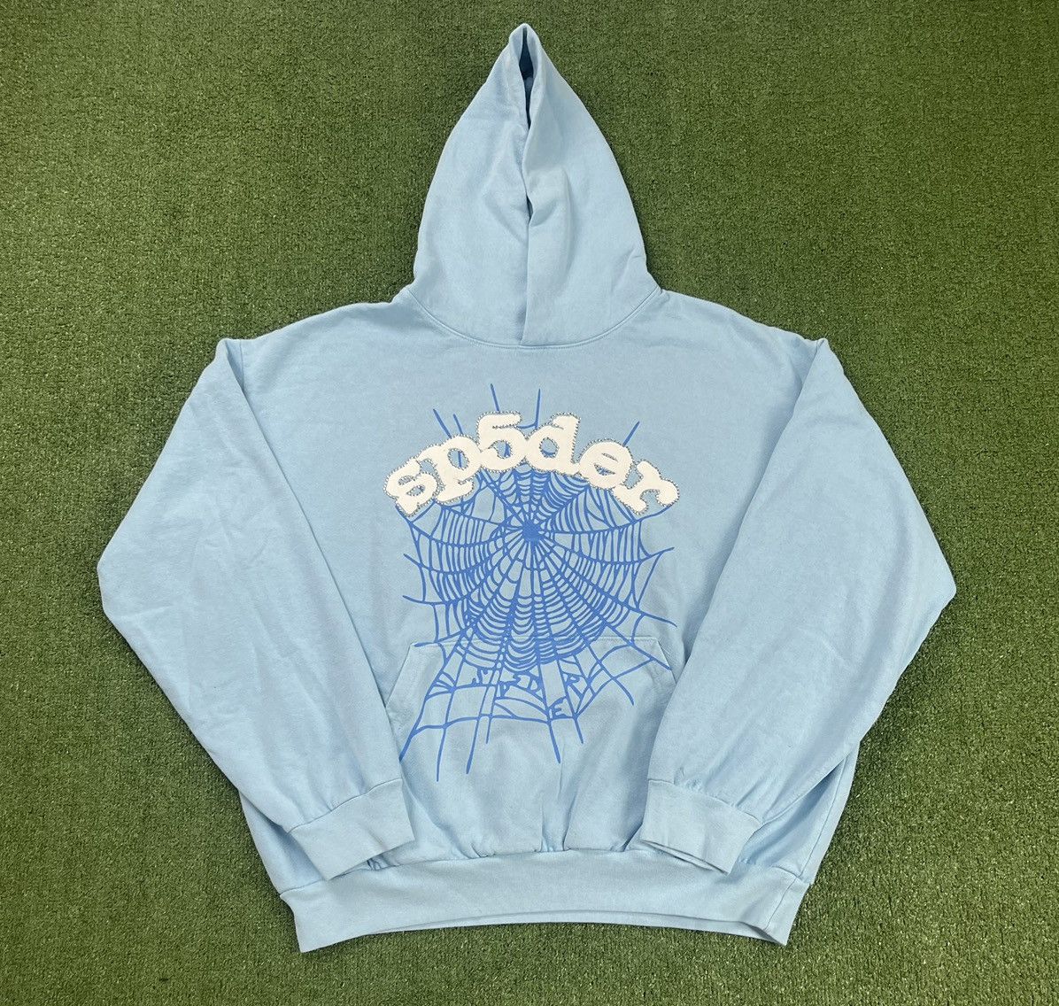 Pre-owned Spider Worldwide Sp5der Worldwide Blue Web Hoodie