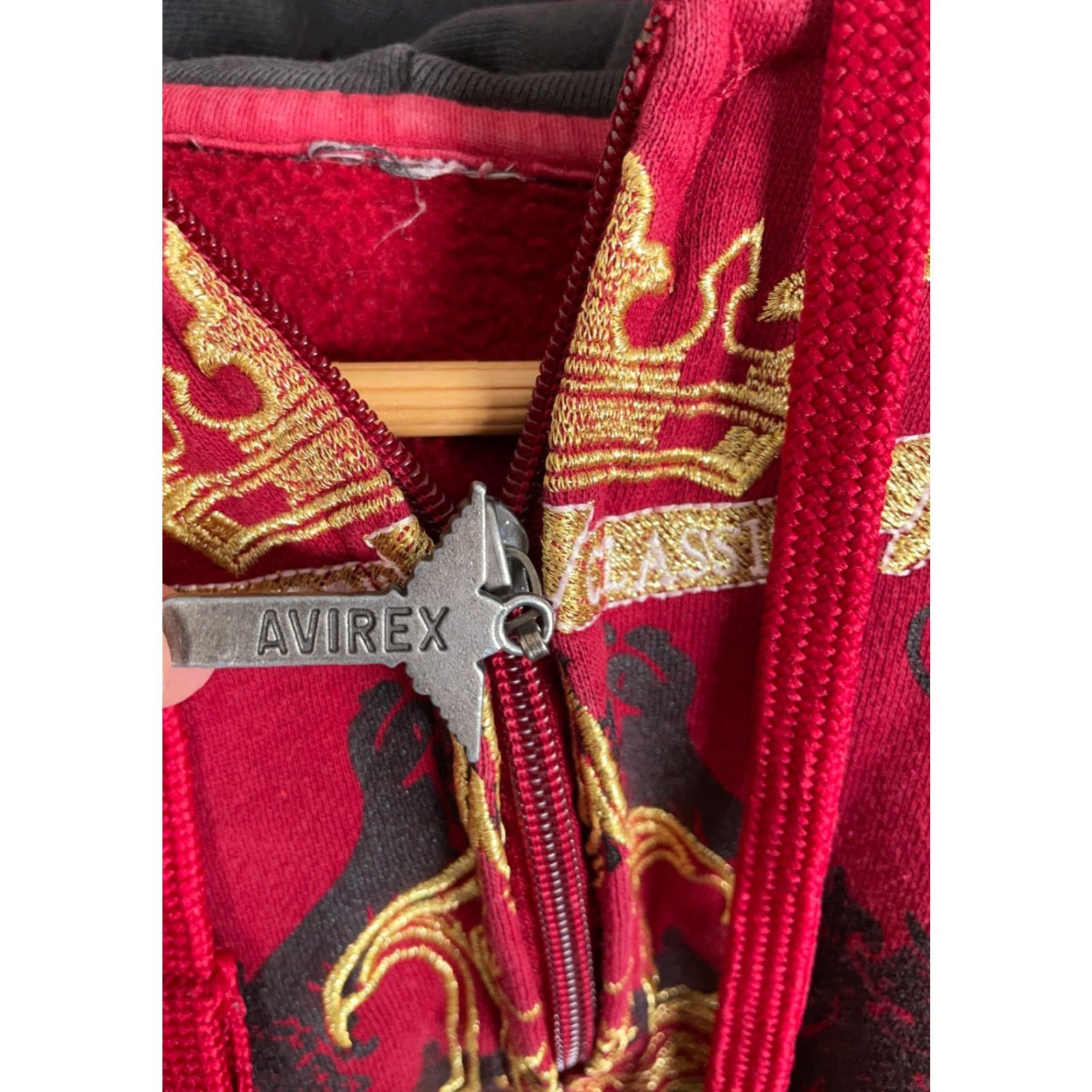 Avirex Avirex Hoodie - Zip Up - Red - Heavyweight Sweatshirt - Embroidered Logo - Vintage - 90s Hip Hop - Men L-XL - Full Zip - Geometric Pattern Size US L / EU 52-54 / 3 - 3 Thumbnail