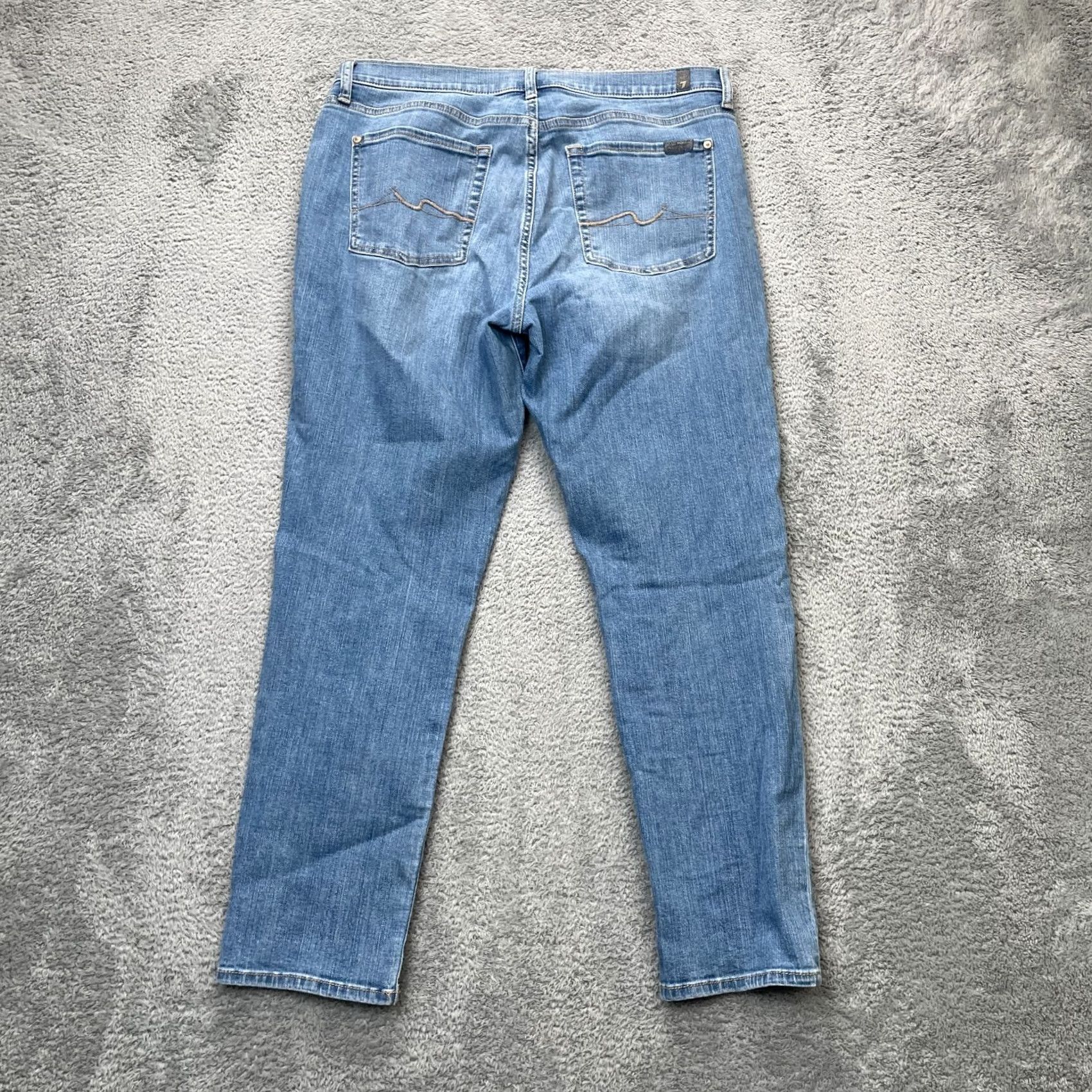 7 For All Mankind 7 For All Mankind Jeans Womens 31 Blue Tapered Leg Whisker Denim Cotton Stretch Regular 5-Pocket Mens? Womens Size 24" / US 00 / IT 34 - 2 Thumbnail