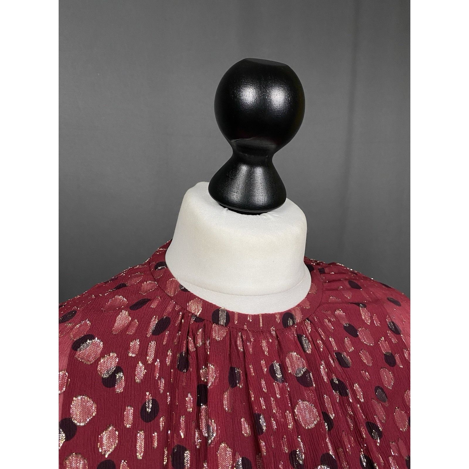 Saint Laurent Paris Saint Laurent Recent Polka Dot Women's Purple Red Silk Tiere Size M / US 6-8 / IT 42-44 - 9 Thumbnail