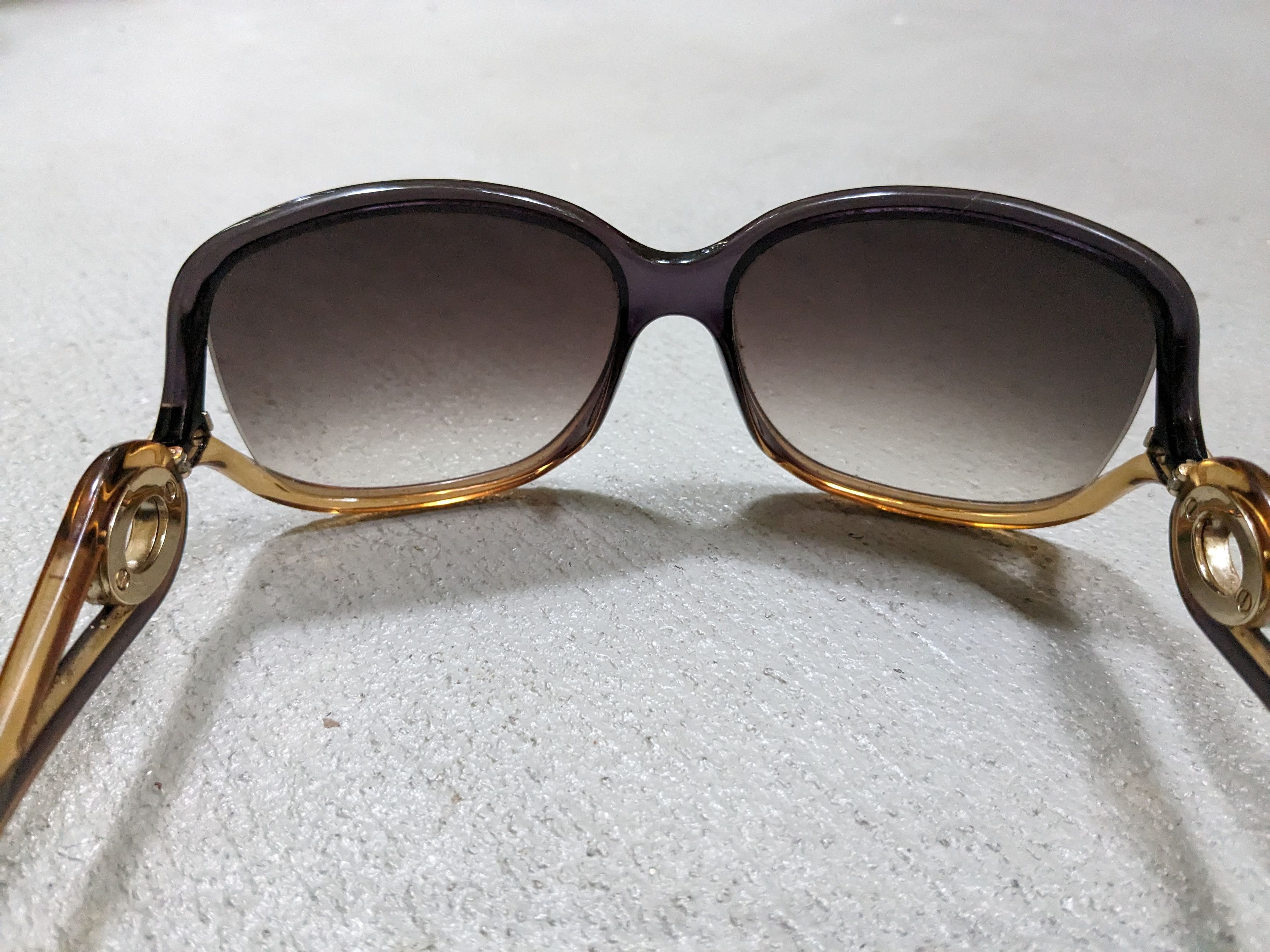 Dior × Vintage Christian Dior Sunglasses Brown Gradient Gold Oversized Size ONE SIZE - 12 Thumbnail