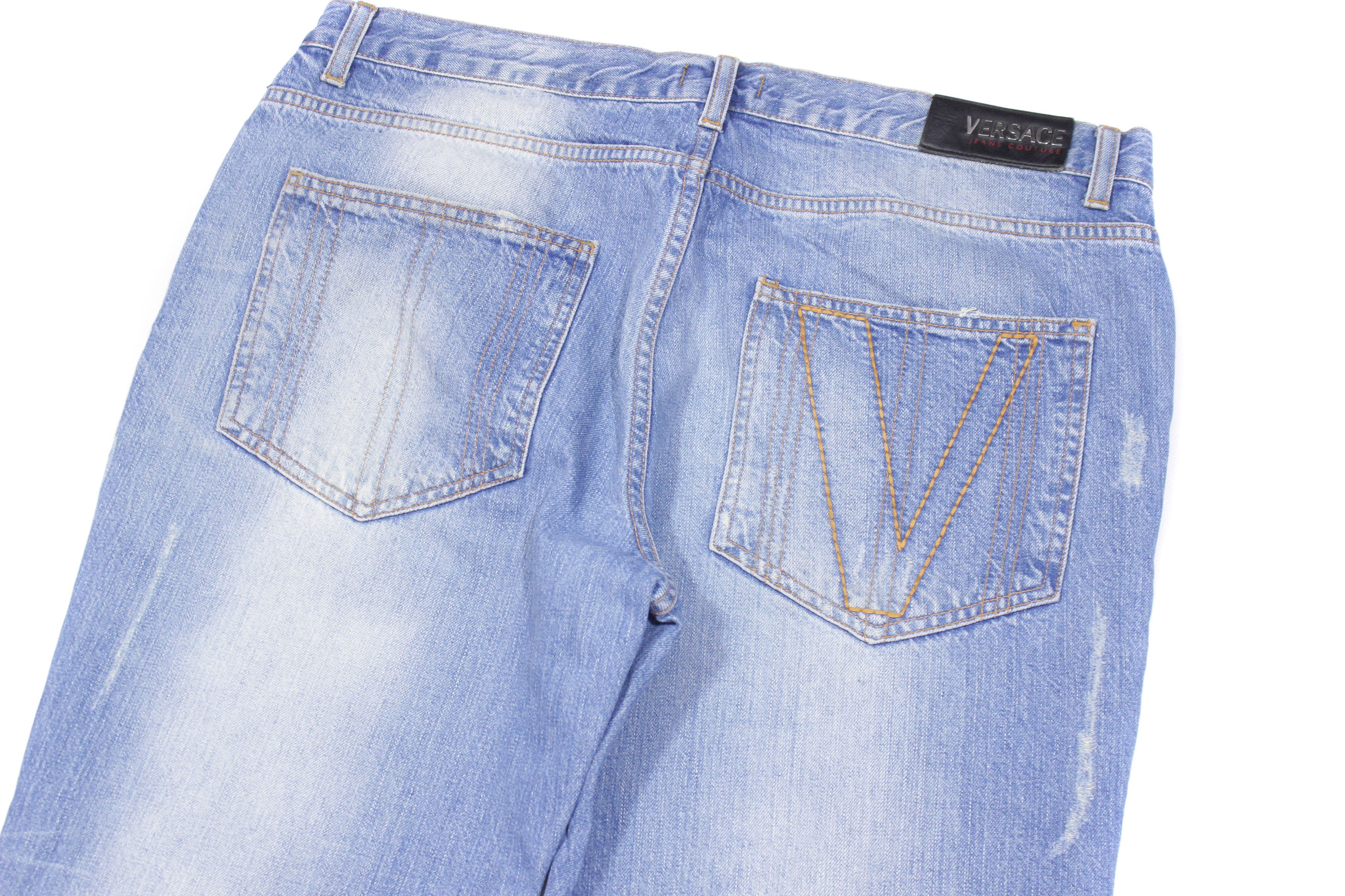 Versace 90S Logo Sanded Jeans Vintage Size US 36 / EU 52 - 4 Thumbnail