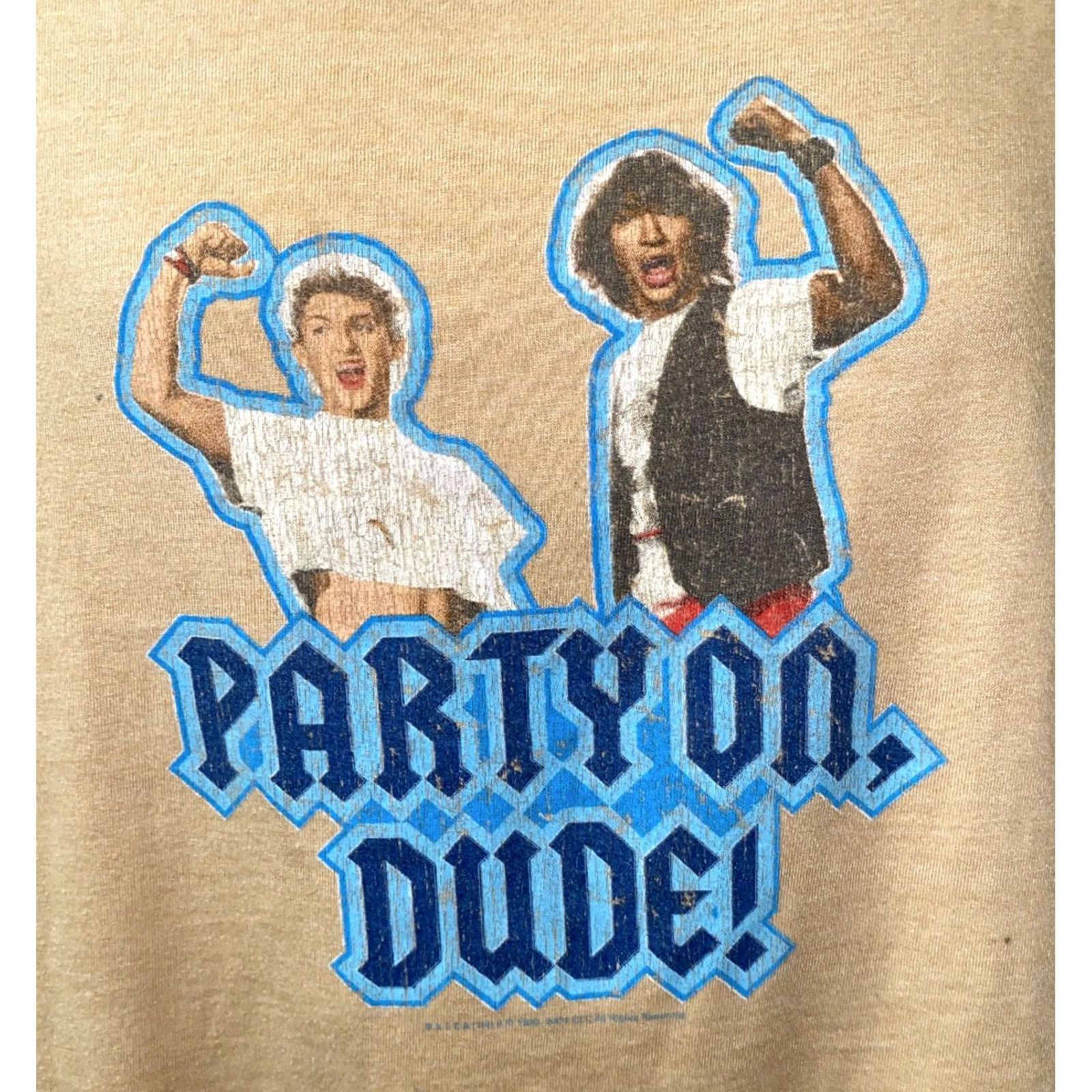 Vintage AA Mens T-Shirt Beige Party On Dude XL Short Sleeve Graphic Regular Size XL Men Size US XL / EU 56 / 4 - 2 Thumbnail