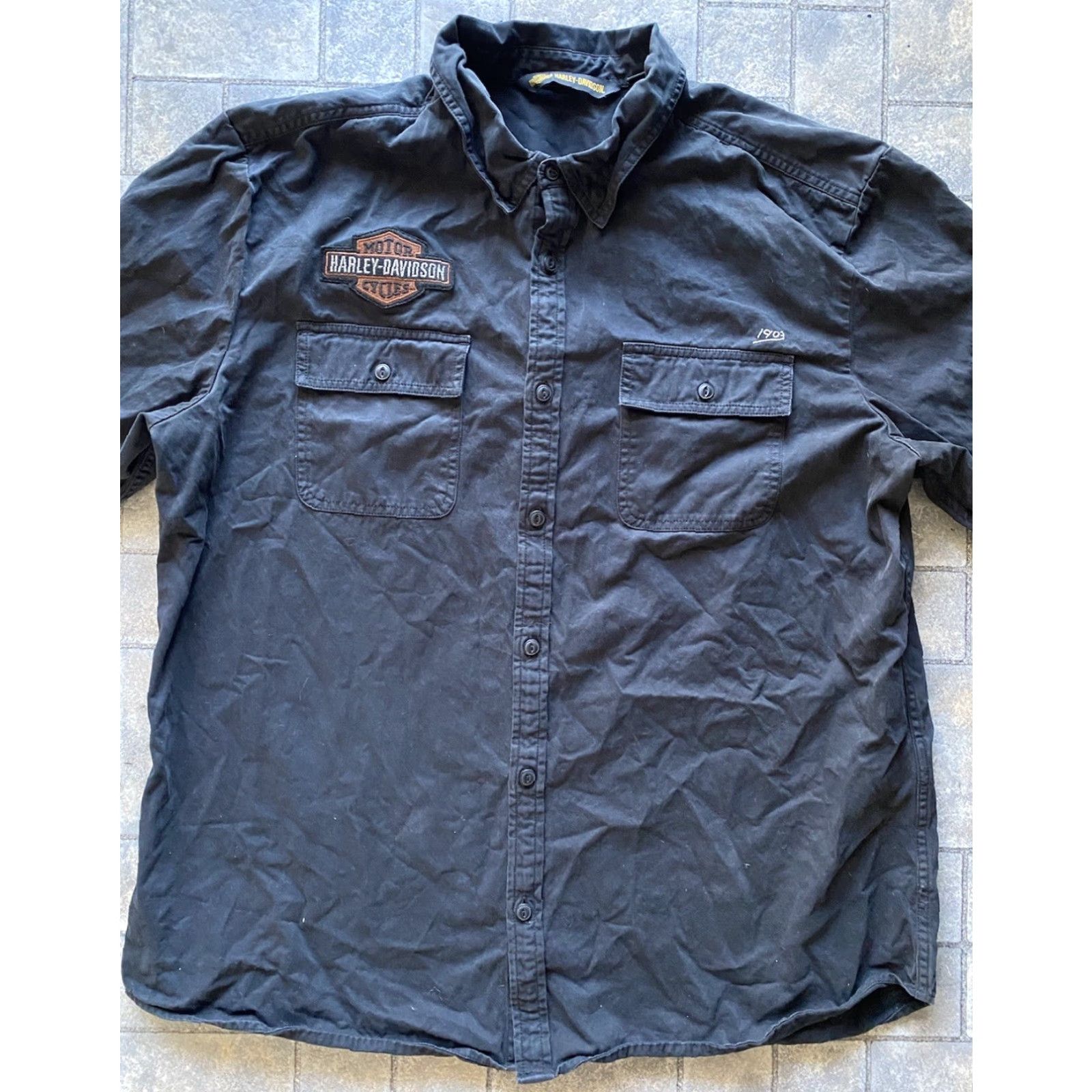 Harley Davidson Harley-Davidson Shirt Button-Up Long Sleeve Black 2XL Slim Mens Size US XXL / EU 58 / 5 - 3 Thumbnail