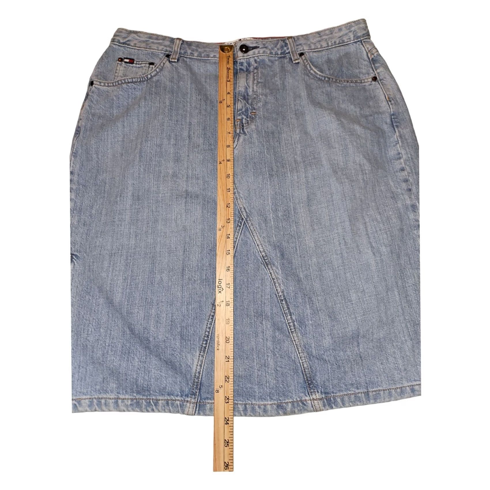 Tommy Hilfiger VINTAGE Tommy Hilfiger Denim Skirt 16 Y2K 90's Classic Slit Women's Size 38" / US 16 / IT 52 - 5 Thumbnail