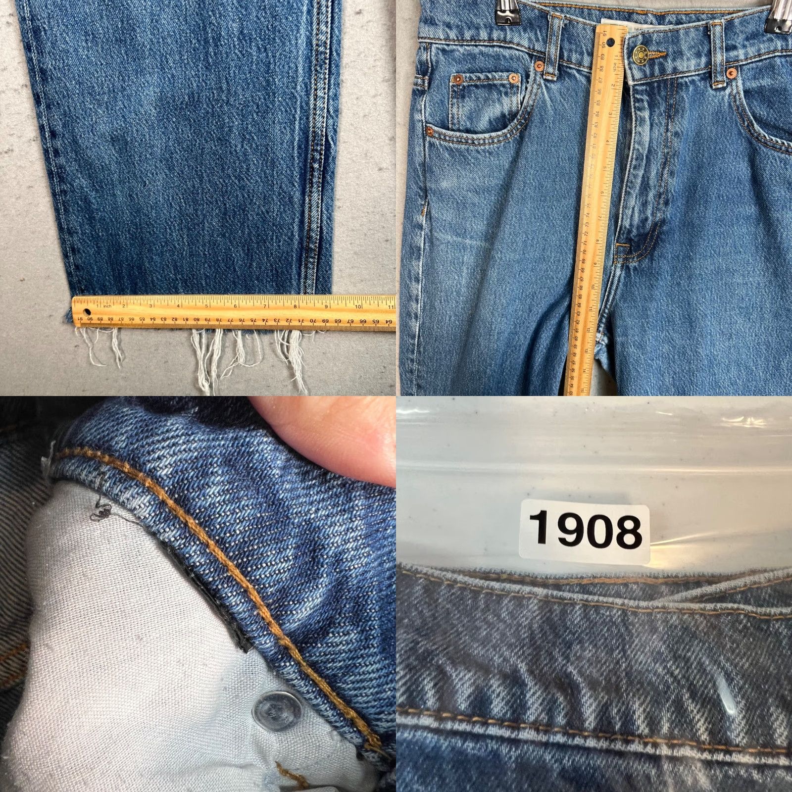 Zara Zara Jeans 90s Full-Length Frayed Hem Straight Leg Denim Womens Size 8 Size 30" / US 8 / IT 44 - 8 Thumbnail