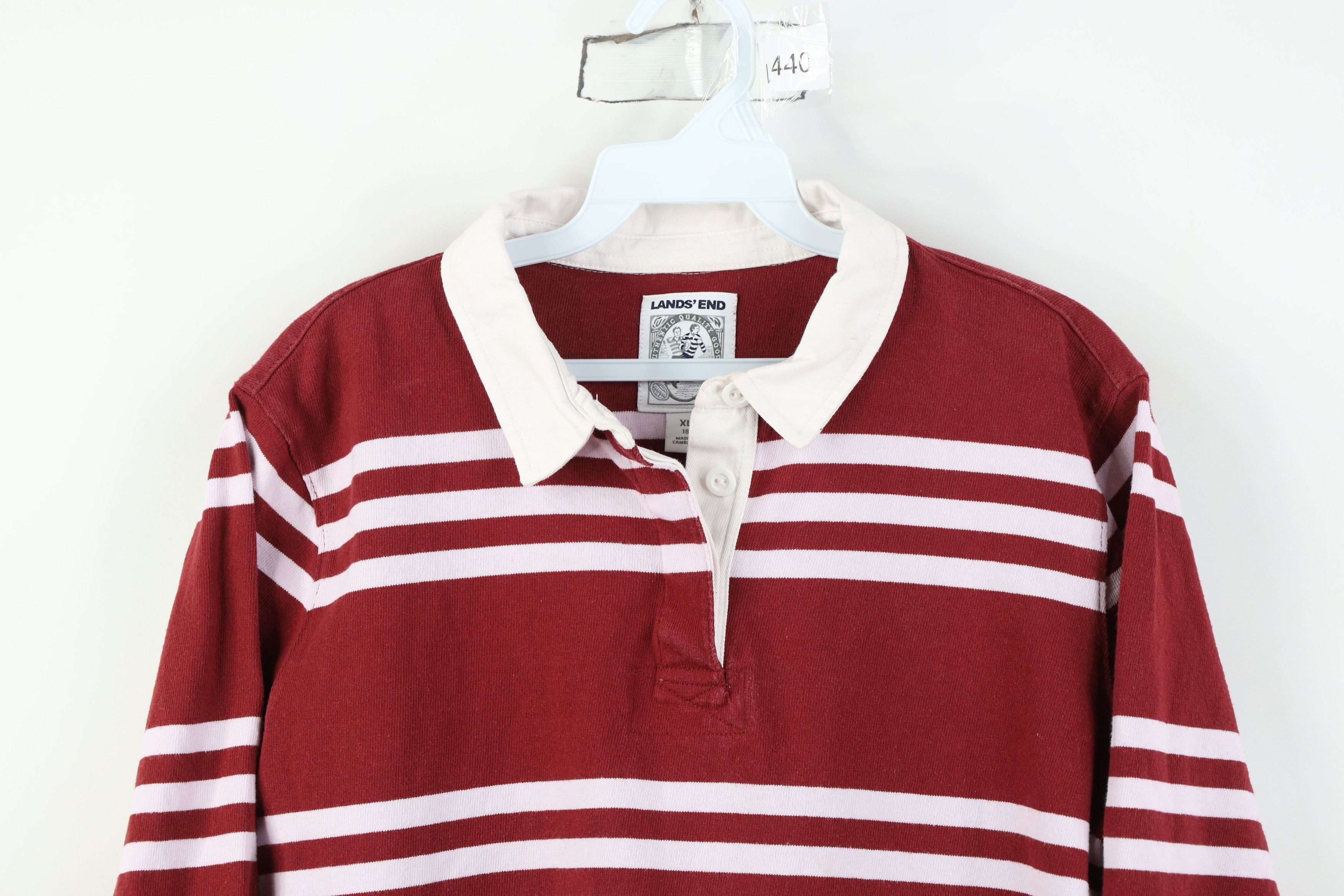 Lands' End Vintage 90s Lands End Heavy Long Sleeve Rugby Polo Shirt Size XL / US 12-14 / IT 48-50 - 2 Thumbnail