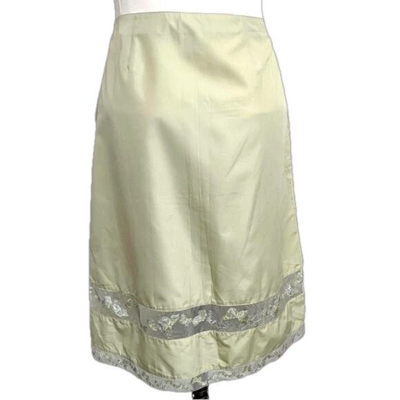 Other Pistachio Green Organza Butterflies Trim Slip Skirt - M 🇮🇹 Size 30" / US 8 / IT 44 - 2 Thumbnail