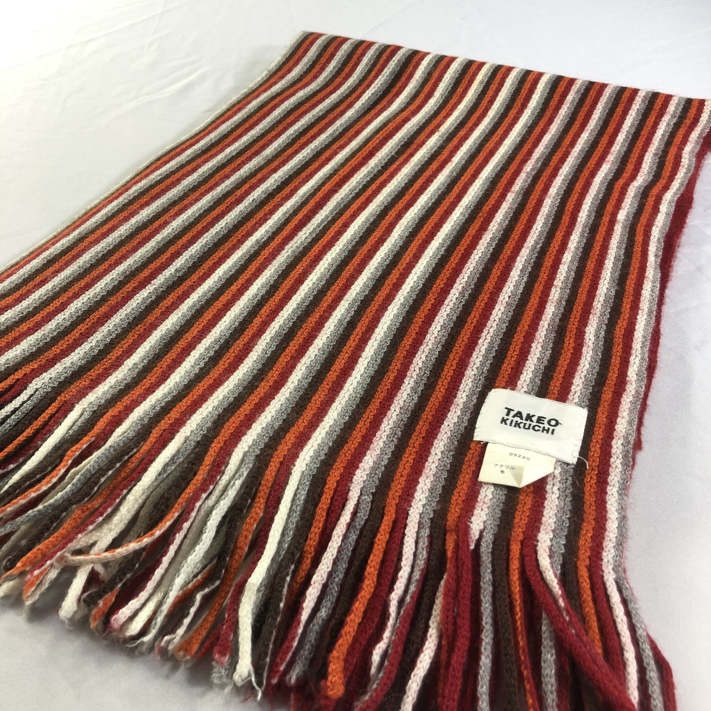 Takeo Kikuchi Takeo Kikuchi Striped Knit Wool Scarf Muffler V1458 Size ONE SIZE - 3 Thumbnail