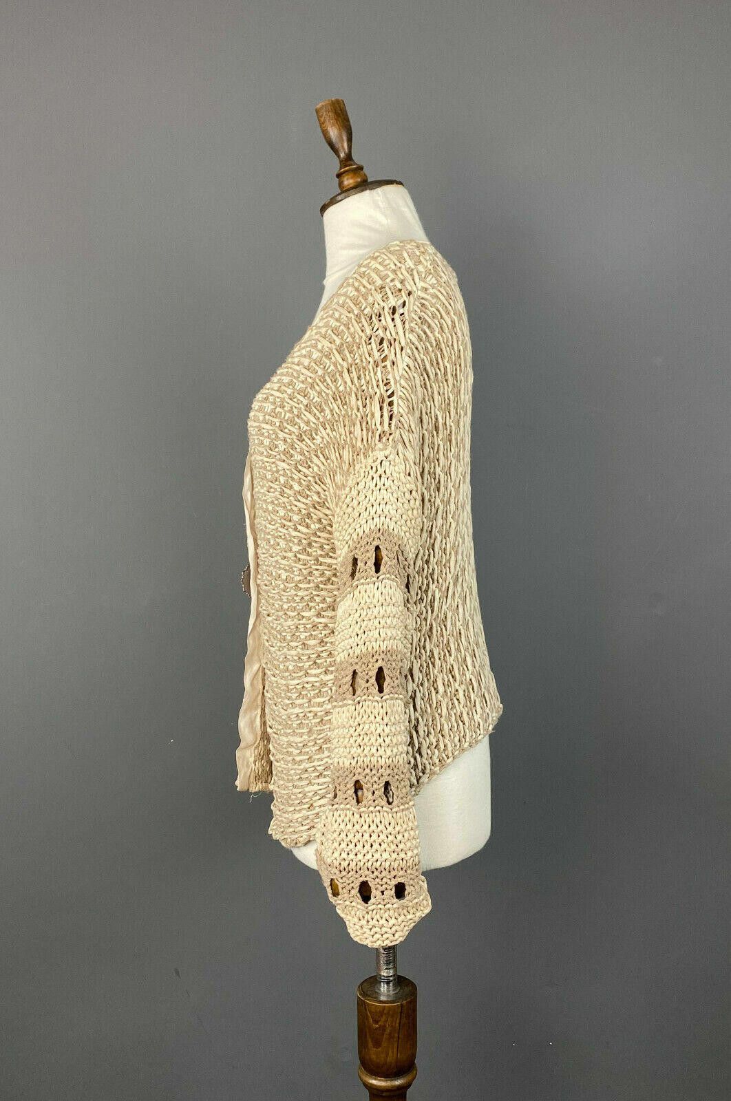 Designer Elisa Cavaletti Beige Desiged Cardigan Sweater Size 1 / S Size M / US 6-8 / IT 42-44 - 4 Thumbnail