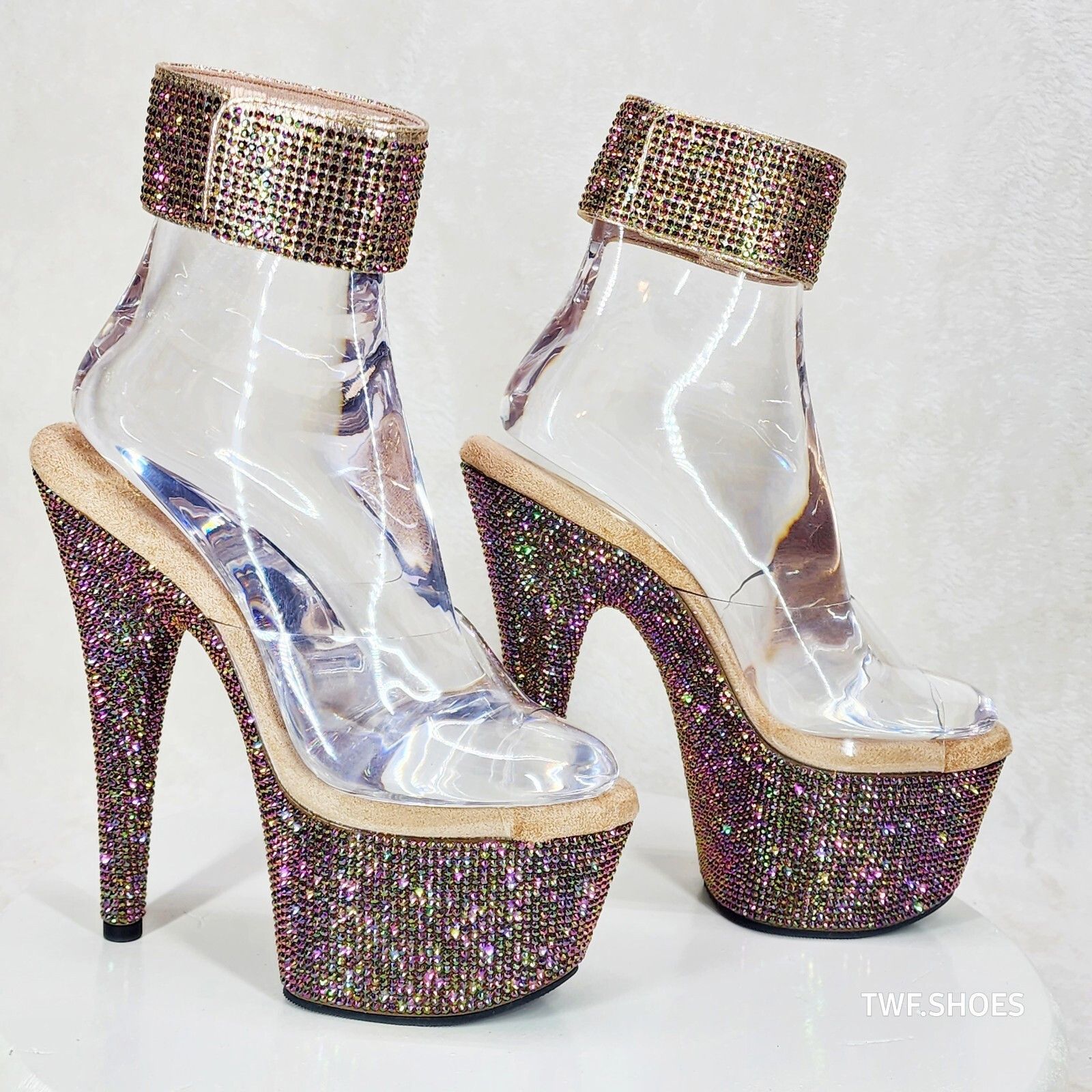 Other Bejeweled 712RS Bronze Rhinestone Platform 7" Stiletto High Size US 10 / IT 40 - 2 Thumbnail