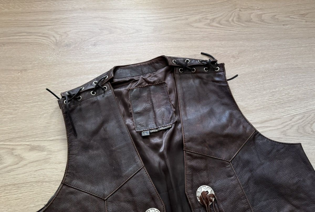 Genuine Leather Vintage 00’s Genuine Leather Brown Cowboy Western Vest Size US L / EU 52-54 / 3 - 2 Thumbnail