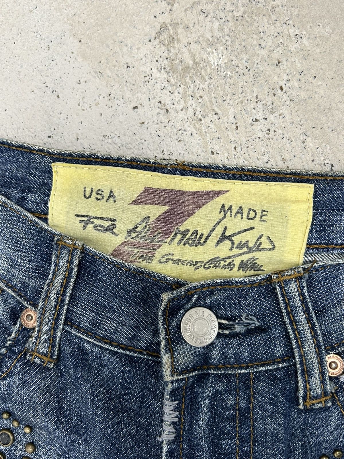 Japanese Brand × Le Grande Bleu (L.G.B.) Man Seven of Kind USA Made Washed Blue Embellishment Pocket Size US 29 - 8 Thumbnail