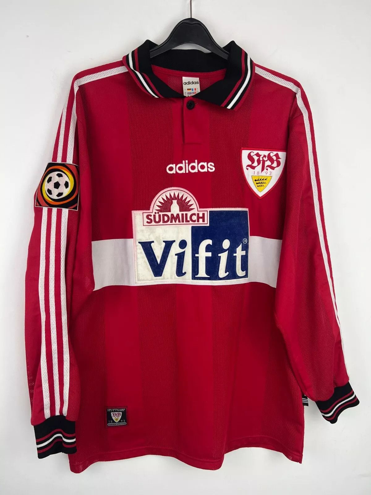 Adidas VfB Stuttgart 1996/97 away FOOTBALL Kit SHIRT JERSEY #3 Size US L / EU 52-54 / 3 - 20 Thumbnail
