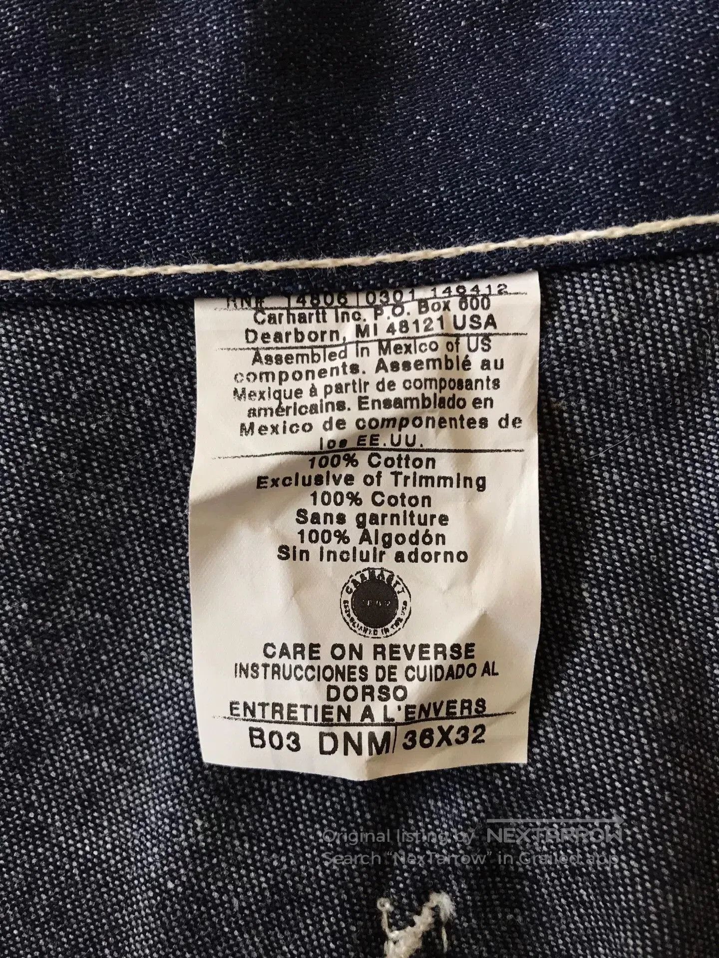 Carhartt Carhartt B03 W36L32 Denim Work Pants. Size US 36 / EU 52 - 9 Thumbnail