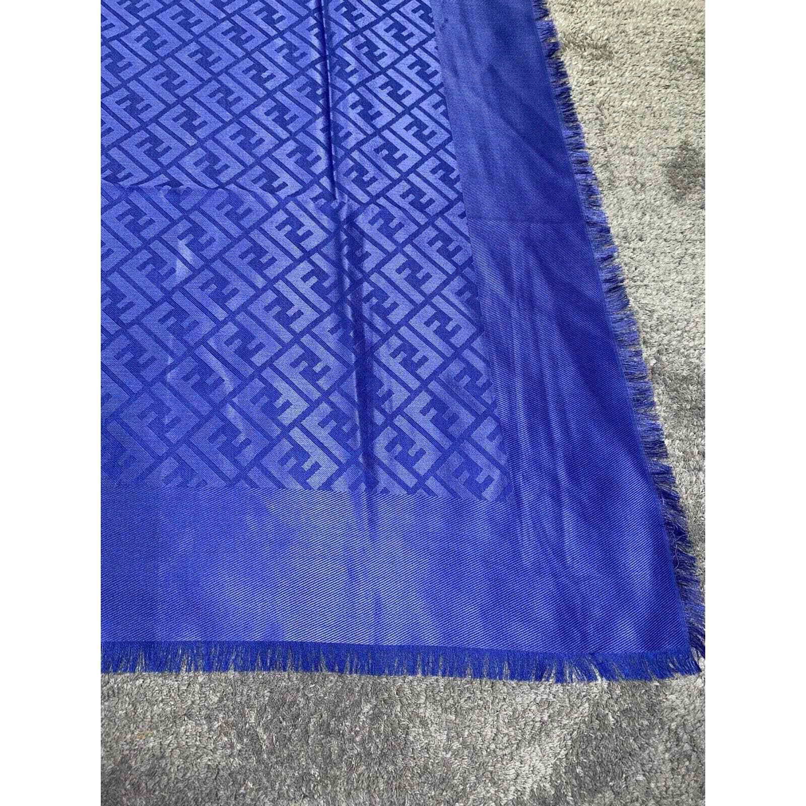 Fendi Fendi Logo Jacquard Silk Wool Fringe Hem Wrap Shawl Scarf Size ONE SIZE - 10 Thumbnail